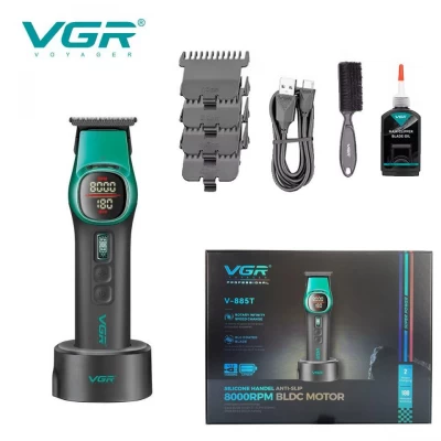 Триммер VGR V-885T GREEN, 4 насадки, LED display
