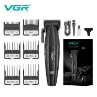 Аккумуляторная машинка для стрижки (clipper) VGR V-640C BLACK, 6 насадок, LED display, 9000RPM