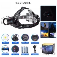 Фонарь налобный NIGHT VISION FLUORESCENCE CT012-3L-TG, 1 РЕЖИМ, Power Bank, 3x18650, ЗУ Type-C, zoom, Box