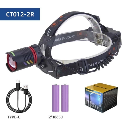 Фонарь налобный NIGHT VISION FLUORESCENCE CT012-2R-TG, 2x18650, ЗУ Type-C, zoom, Box Фонарь налобный NIGHT VISION FLUORESCENCE CT012-2R-TG, 2x18650, ЗУ Type-C, zoom, Box