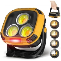 Фонарь кемпинг W891-1-3COB(White+Yellow)+5SMD(Red), Power bank, 2x18650, ЗУ Type-C, магнит, крюк