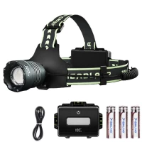 Фонарь налобный BL-H2-TG, 3x18650, Power Bank, ЗУ Type-C, zoom, Box