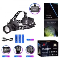 Фонарь налобный BL-A760-TG, 3x18650, Power Bank, ЗУ Type-C, zoom, Box