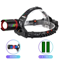 Фонарь налобный NIGHT VISION FLUORESCENCE CT012-2R-TG, 2x18650, ЗУ Type-C, zoom, Box