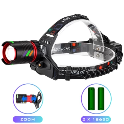 Фонарь налобный NIGHT VISION FLUORESCENCE CT012-2R-TG, 2x18650, ЗУ Type-C, zoom, Box