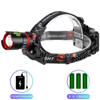 Фонарь налобный NIGHT VISION FLUORESCENCE CT012-3Q-TG, 1 РЕЖИМ, 3x18650, ЗУ Type-C, Power Bank, zoom, Box Фонарь налобный NIGHT VISION FLUORESCENCE CT012-3Q-TG, 1 РЕЖИМ, 3x18650, ЗУ Type-C, Power Bank, zoom, Box