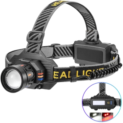Фонарь налобный BL-T701B-TG, 2x18650, ЗУ Type-C, zoom, Box