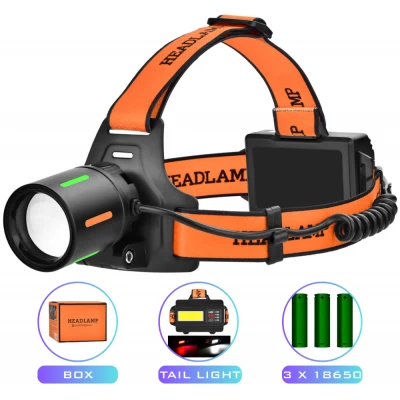 Фонарь налобный NIGHT VISION FLUORESCENCE BL-T67-TG+COB(White+Red), 3x18650, 1 РЕЖИМ, Power Bank, ЗУ Type-C, zoom