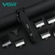 Аккумуляторная машинка для стрижки (clipper) VGR V-640C BLACK, 6 насадок, LED display, 9000RPM