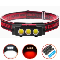 Фонарь налобный BL-2119C-3COB(White+Red), 1х18650, ЗУ Type-C, Box