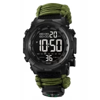 Часы наручные 1845AG SKMEI PARACORD, ARMY GREEN, Compass, термометр, свисток, кресало