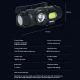 Фонарь налобный YY-16-XPE+COB, Motion Sensor, Li-Ion аккумулятор , ЗУ Type-C, магнит