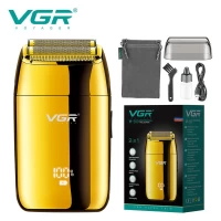 Электробритва VGR V-399 шейвер GOLD, влагостойкая, дополнительная насадка, LED Display, металлическая