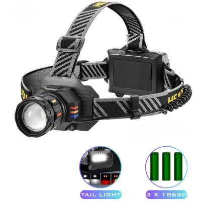 Фонарь налобный BL-T701A-TG, 3x18650, ЗУ Type-C, zoom, Box