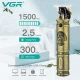 Машинка (триммер) для стрижки волос и бороды VGR V-085, Professional, 3 насадки, STRONG BATTERY