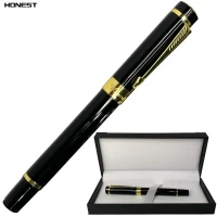 Шариковая ручка в подарочном футляре, черная с золотыми вставками Honest 5528