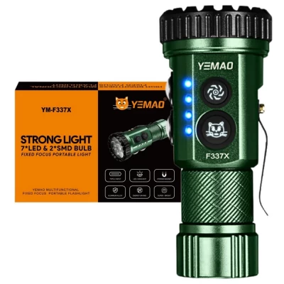 Тактический фонарь YEMAO YM-F337X, 3500LM, аккумуляторы 18650 + 18350 (3200 + 1500 mAh), боковые светодиоды (красный, синий, Тактический фонарь YEMAO YM-F337X, 3500LM, аккумуляторы 18650 + 18350 (3200 + 1500 mAh), боковые светодиоды (красный, синий,