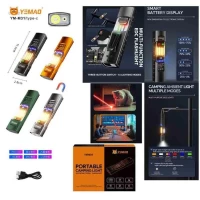 Фонарь YEMAO YM-M31 P50+лазер(RED)+SMD(RGB), Li-Ion аккумулятор, ЗУ Type-C, магнит, зажим