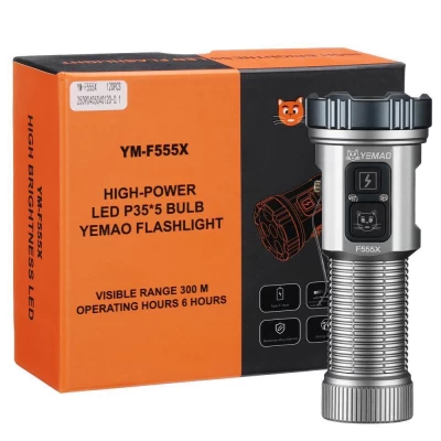 Фонарь YEMAO YM-F555X 5P35+4LED(RED+BLUE), 1x18650/18500, ЗУ Type-C, магнит, зажим Фонарь YEMAO YM-F555X 5P35+4LED(RED+BLUE), 1x18650/18500, ЗУ Type-C, магнит, зажим