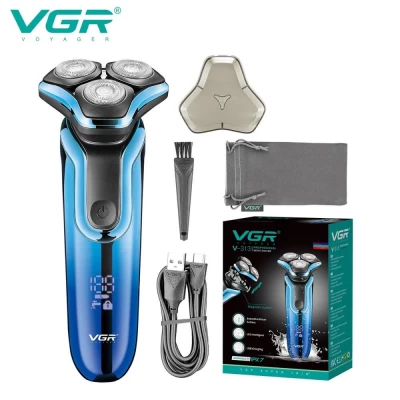 Электробритва VGR V-313 BLUE, роторная, IPX7