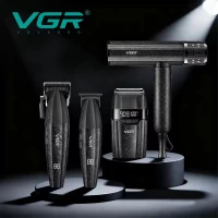 Комплект VGR 4 в 1 V-640 S4 BLACK, машинка для стрижки (clipper), триммер, электробритва (шейвер), фен