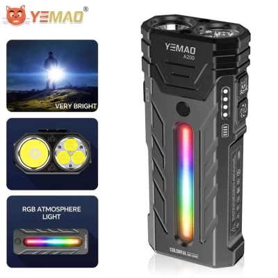 Фонарь YEMAO YM-A200-3SLWAV4+SST36+RGB, Li-Ion аккумулятор, ЗУ Type-C, магнит Фонарь YEMAO YM-A200-3SLWAV4+SST36+RGB, Li-Ion аккумулятор, ЗУ Type-C, магнит