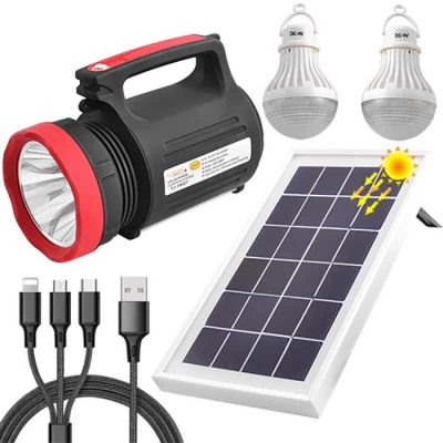 Фонарь переносной Luxury 1902 T, 5W+22SMD, 2 лампы 3W, Power Bank, встр. аккум., солнечная батарея, ЗУ 220V, Box