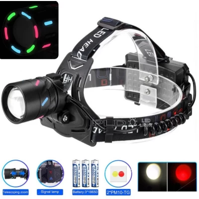 Фонарь налобный NIGHT VISION FLUORESCENCE CT012-3L-2TG(white+red), 3x18650, ЗУ Type-C, zoom, Box