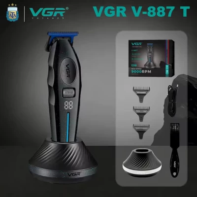 Машинка (триммер) для стрижки волос VGR V-887T BLACK, 3 насадки, 9000RPM
