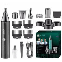 Триммер VGR  4 в 1 V-630 BLACK, 4 насадки - триммер, шейвер, триммер для носа, триммер для тела