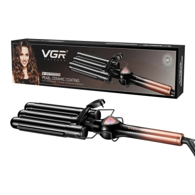 Плойка тройная VGR V-590 GOLD, 140-200°C, керамическое покрытие, LED display, 130W Плойка тройная VGR V-590 GOLD, 140-200°C, керамическое покрытие, LED display, 130W