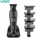 Триммер VGR V-880T BLACK, EXTERNAL ROTOR MOTOR, MIM BLADE, 4 насадки, док-станция