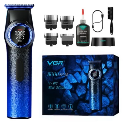Триммер VGR V-977 BLUE, регулировка мощности 6000 - 8000 RPM, 2500 mAh, 4 насадки, LED display Триммер VGR V-977 BLUE, регулировка мощности 6000 - 8000 RPM, 2500 mAh, 4 насадки, LED display