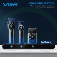 Комплект VGR STEPLERSS PRO 3 IN 1 BLUE, машинка для стрижки (Clipper), триммер, электробритва