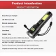 Фонарь 618C-TG+COB(white+red), Li-Ion аккумулятор, zoom, ЗУ Type-C