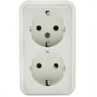 Розетка двойная евро РА16-У08 белая с дном Житомир