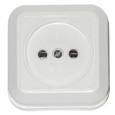 Розетка одинарная (АВС) РА16-У18 без заземления белая Житомир