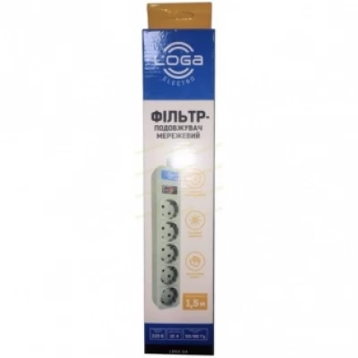 Сетевой фильтр LOGA L-901 5 гнезд 1,5 м с заземлением и выключателем