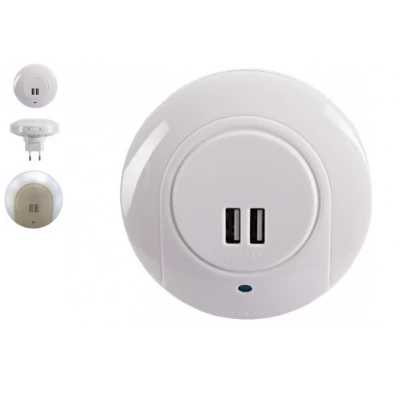 СВЕТОДИОДНЫЙ НОЧНИК LUXEL С ДВУМЯ USB ПОРТАМИ 1W (NL-02W)