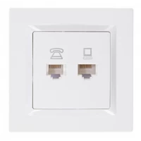 Компьютерная розетка+телефонная JAZZ (белый) 9029