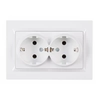 Розетка двойная с заземлением JAZZ (белый) 9008