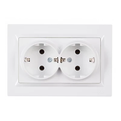Розетка двойная с заземлением JAZZ (белый) 9008