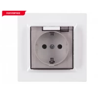 Розетка с заземлением и крышкой JAZZ (белый) 9011