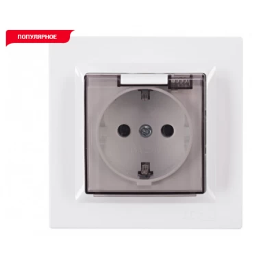 Розетка с заземлением и крышкой JAZZ (белый) 9011