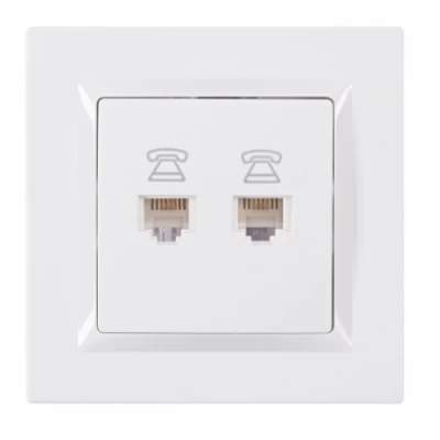 Розетка телефонная двойная JAZZ (белый) 9014