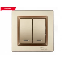 ВЫКЛЮЧАТЕЛЬ ДВОЙНОЙ С ПОДСВЕТКОЙ LUXEL JAZZ (9606) БРОНЗОВЫЙ