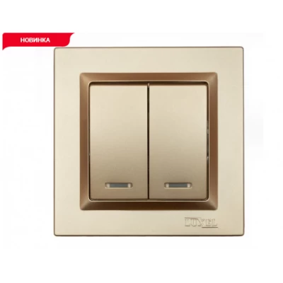 ВЫКЛЮЧАТЕЛЬ ДВОЙНОЙ С ПОДСВЕТКОЙ LUXEL JAZZ (9606) БРОНЗОВЫЙ
