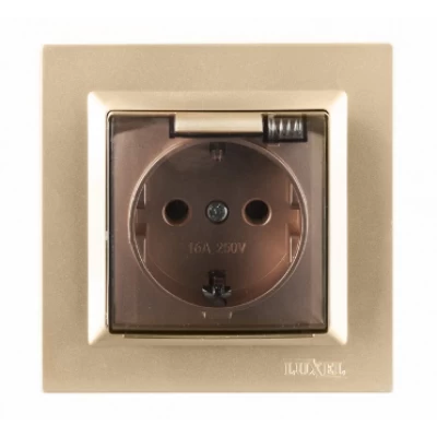 РОЗЕТКА С ЗАЗЕМЛЕНИЕМ И КРЫШКОЙ LUXEL JAZZ (9611) БРОНЗОВАЯ