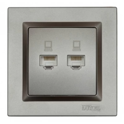 КОМПЬЮТЕРНАЯ РОЗЕТКА ДВОЙНАЯ LUXEL JAZZ (9728) ГРАФИТОВАЯ