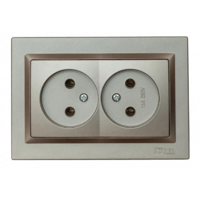 РОЗЕТКА ДВОЙНАЯ LUXEL JAZZ (9707) ГРАФИТОВАЯ